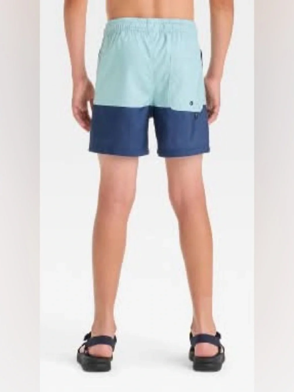art class Light Blue & Navy Colorblock Swim Trunks